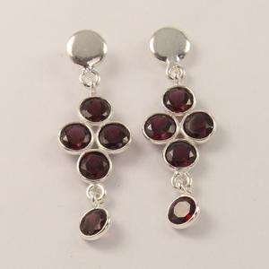 Stud <b>Post</b> Fashion 925 Solid Pure Sterling Silver Natural Round Cut GARNET Gemstones Fine Jewelry Gift for Women and Girls - Product Image 2