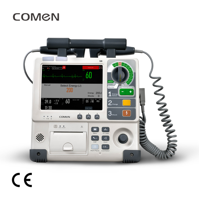 Comen S8 Veterinary Defibrillator Monitor AED Pacing Animal Monitor ECG SpO2 NIBP TEMP CO2 for Clinic Emergency Training