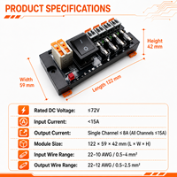 Module de distribution d'alimentation CC 4 canaux HM03-04D, montage sur rail DIN, bornier à fusibles avec interrupteur marche/arrêt pour contrôle industriel