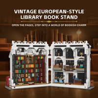 2486 pièces, modèle de jouet de construction rétro 2-en-1, bibliothèque de rue, collection MOC, objet décoratif de bureau, cadeau d'anniversaire pour enfant