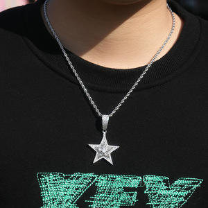 Nouveau collier pendentif étoile rotatif serti de diamants Hip Hop, accessoire de rue tendance - Product Image 3