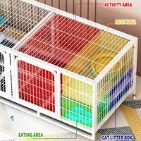 Cage d'élevage multi-niveaux de luxe en fer avec cloison pour chiens et chats, pliable, design durable, emballage en boîte, taille moyenne