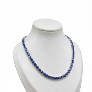 Collier chaîne à maillons saphir bleu plaqué or 18 carats avec serti griffe, bijoux unisexe pour cadeau de fête - Product Image 1