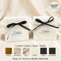 Sac d'emballage pour bijoux en daim imprimé sérigraphié avec logo personnalisé, sac cadeau anti-poussière, pochette à rabat en velours doux de luxe pour colliers, bagues, boîtes
