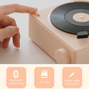 Reproductor de CD retro mini con altavoz Bluetooth, pantalla digital, reloj despertador, reproductor de audio de escritorio, compatible con reproducción de CD y tarjetas TF. - Product Image 6