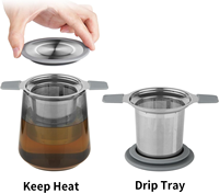 Infuseur à thé en acier inoxydable 304, direct usine, avec couvercle en silicone FDA, logo personnalisé, OEM, double poignée détachable, maille fine pour thé en vrac