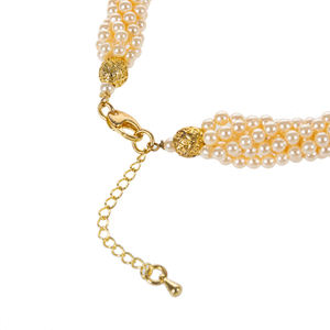 สร้อยคอมุกเปลือกหอยสีทอง 18 นิ้ว 3 แถว โซ่บิดเกลียว ขนาดมุก 3 มม - Product Image 6