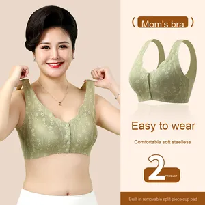 Grandi dimensioni senza soluzione di continuità per le donne anziane di mezza età intimo di <span class=keywords><strong>apertura</strong></span> <span class=keywords><strong>frontale</strong></span> per la primavera estate della madre stile <span class=keywords><strong>reggiseno</strong></span> in pizzo senza fili - Product Image 3