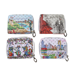 Carteras compactas de recuerdo de viaje personalizadas con diseño de monumentos de ciudades españolas y cremallera personalizada - Product Image 1