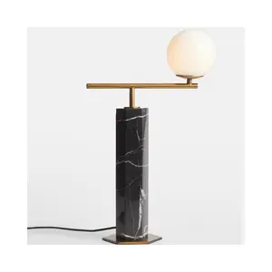 SHIHUI Postmodern Italian Luxury Natural Stone Marble Decoration Black Table Lamp Marble Desk Hotel Bed Lamp