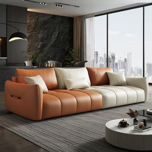 यसी इतालवी लक्जरी चमड़े के सोफे आधुनिक और सरल बिल्ली खरोंच चमड़े के तीन व्यक्ति सीधे पंक्ति रहने वाले कमरे सोफे संयोजन - Product Image 5