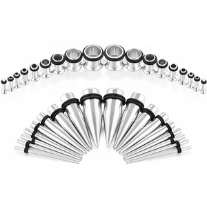 Ensemble de 36 bouchons d'<span class=keywords><strong>oreille</strong></span> en <span class=keywords><strong>acier</strong></span> inoxydable 14G-00G à évasement unique Tunnels Flesh Tapes Stretcher pour les mariages ou les fiançailles - Product Image 5