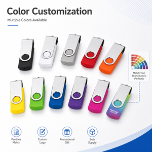 Colorful Plastic USB Memory Stick Custom Printed Swivel Metal <b>Cover</b> Keychain Flash Drive Promotional Bulk Wholesale - Product Image 3