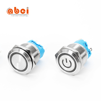 Abei no nc plat en métal interrupteur 110v anneau led momentané étanche/verrouillage 22mm interrupteur à bouton-poussoir