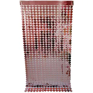 Cortina con flecos de papel de aluminio y corazón de melocotón, decoración de ventanas de fiesta, color <span class=keywords><strong>oro</strong></span> rosa, versión completa - Product Image 1