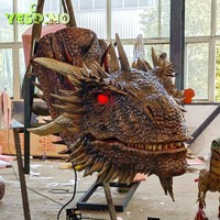 Tête de Dragon Animée Réaliste Réaliste Tête de Dragon Western Animatronic pour Halloween Game Show Décoration en Silicone