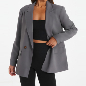 OEM Custom <strong>Grey</strong> Oversized Tailored <strong>Blazer</strong> for <strong>Women</strong> - Product Image 1