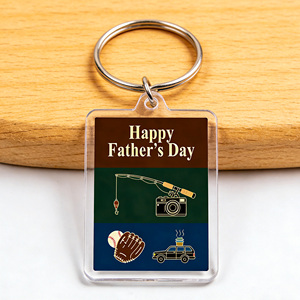 Llavero de acrílico personalizado para el Día del Padre. "El Mejor Papá del Mundo" Impreso. Patrón de Corbata/Barba. Para el mejor padre. - Product Image 4