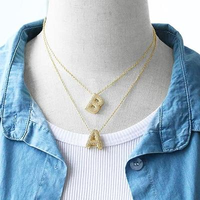 Nouvelle mode A-Z petit pendentif collier en couches avec initiales lettre initiale collier lettre bulle