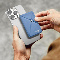 Support de carte magnétique rotatif en cuir pliable avec pince triangulaire pour iPhone