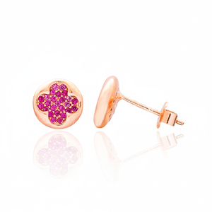 Trébol diseño rubí circón piedra Stud pendientes Turksih venta al por mayor hecho a mano 925 joyería de plata esterlina - Product Image 2