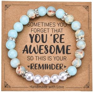 Qingyuan Shoushan polvere di pietra Zebra Love braccialetto di perline nuovo 8mm verde <span class=keywords><strong>rosa</strong></span> perla di cristallo imitazione - Product Image 2