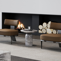 Table basse ronde en marbre gris nordique moderne pour le salon