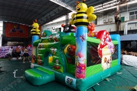 Château gonflable à thème abeille avec toboggan, design de dessin animé pour les enfants, pour les fêtes en plein air, les aires de jeux, usage commercial