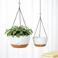 Pot Gantung Plastik Self-Watering dengan Lubang Drainase, Set Ringan dan Tahan Lama