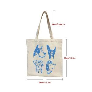 Custom Logo <b>Blue</b> Cartoon Dog Print Canvas Fashion <b>Tote</b> <b>Bag</b> Cute Puppy Women Casual Daily Shoulder Handbag Beach Gift - Product Image 2