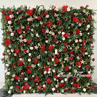 L-R266 Maßgefertigte 5D Stoff-Blumenwand Blau Hochzeitsdekoration Rosen-Hintergrund Seiden-Kunstblumen Dekorative Blumenwand