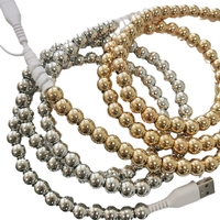 Câble de charge créatif YuAn YA-067 portable en acrylique 2-en-2 Type-C vers USB double avec perles dorées et argentées