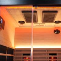 Sauna infrarouge à spectre complet pour 2 personnes avec thérapie par lumière rouge, spa domestique en hemlock pour la récupération après l'entraînement