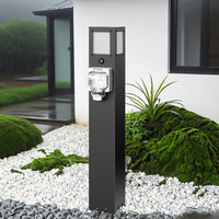 Poteau d'éclairage extérieur en acier inoxydable IP66 résistant aux intempéries avec boîtier à prise unique et capteur de mouvement PIR, socle d'alimentation LED