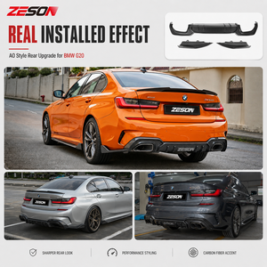 Diffusore Posteriore in Fibra di Carbonio Stile AO per <span class=keywords><strong>BMW</strong></span> Serie 3 G20 330i M340i Sport Pre Lci 2019-2022, Splitter Paraurti Posteriore - Product Image 6