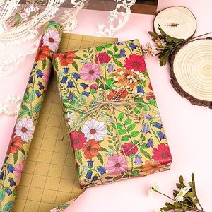 Papel de regalo kraft con diseño de flores coloridas en acuarela, 5 metros, para el Día de la Madre y San Valentín. - Product Image 4