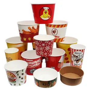 Take Away Disposable New hot sale white paper Popcorn Boxes 32 OZ Paper Popcorn Containers for Party and Movie Night