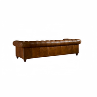 Ensemble de canapé Chesterfield en cuir véritable marron de Style Antique haut de gamme pour hôtel Villa appartement salon de Design traditionnel