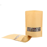 Pochette personnalisée classique en papier kraft avec fermeture éclair, impression numérique et plastification pour le stockage d'aliments pour animaux de compagnie, biodégradable, vente en gros