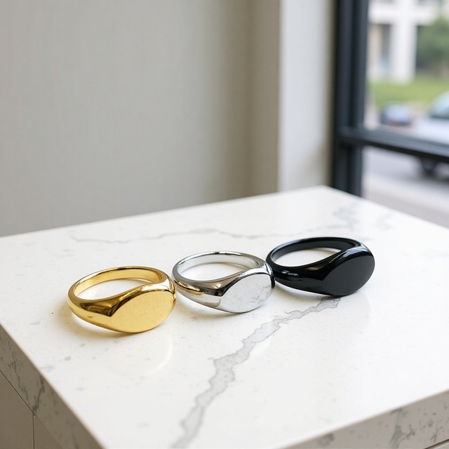 Stainless Steel Smooth Blank Signet Rings for Men Women Shopify Website Design Custom Engraved Round Letter Pinky Signet Ring