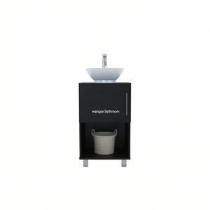 Meuble-lavabo de salle de bain Saybrooke 23 pouces en Wengue noir, contemporain et moderne, sur pied, avec vasque simple - Product Image 1