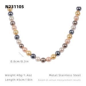 Collana di <span class=keywords><strong>Perle</strong></span> Multicolore con Gradiente Elettroplaccato - Oro, Grigio, Rosa, Bianco, Gioiello Elegante Retrò alla Moda - Product Image 3