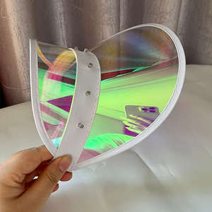 Vente en gros Visière solaire en PVC avec lumière LED <span class=keywords><strong>Casquette</strong></span> et chapeaux unisexe en PVC <span class=keywords><strong>holographique</strong></span> avec lumières LED pour fête et festival - Product Image 1