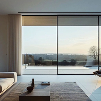 Porte coulissante moderne en alliage d'aluminium à cadre fin, double vitrage en verre trempé pour usage domestique et commercial - Garantie à vie