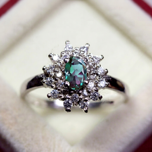 Beautiful Color Changing <b>Alexandrite</b> Anniversary <b>Ring</b> Silver Oval Cut Handmade Jewelry, June Birthstone <b>Ring</b> Prong Setting <b>Ring</b> - Product Image 1