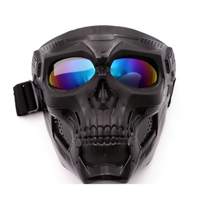Masque facial tête de mort rétro, lunettes de moto coupe-vent, anti-sable, protection UV, masque de cyclisme unisexe kaki - Product Image 3