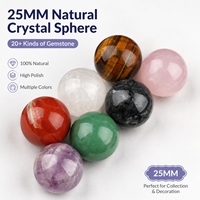 Boule de massage en cristal naturel de 25 mm, sphère de pierre précieuse polie, pierre de guérison pour massage des mains, vente en gros