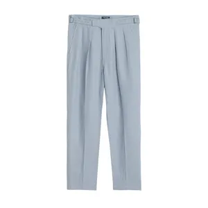 Personalizado bajo MOQ alta calidad Formal Color sólido 2024 gran oferta hombres Chino Lino Gurkha Pantalones