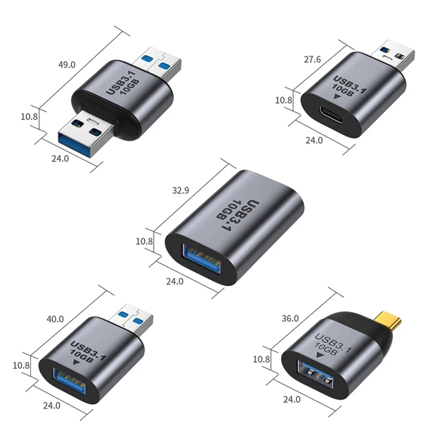 USB 3.1 to Type-C Converter Adapter 3A 60W Charging 10Gbps Data OTG Adapter USB-C Female to USB Male Connector