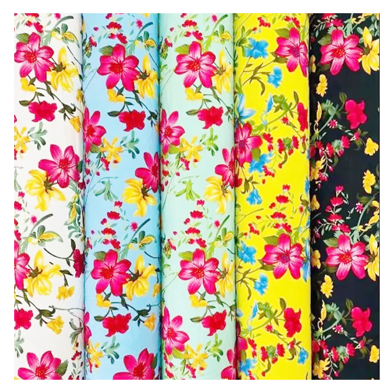 Shaoxing текстиль kain katun вискоза 100% вискоза тканая ткань с принтом kain Цветочная нить искусственный шелк ткань для платья